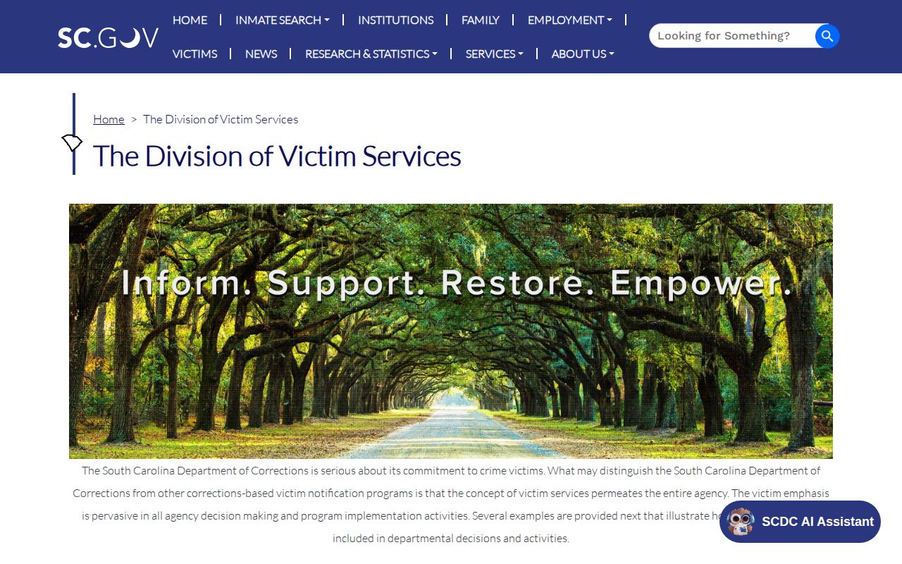 Allendale Correctional Institution projected release and victim notification information